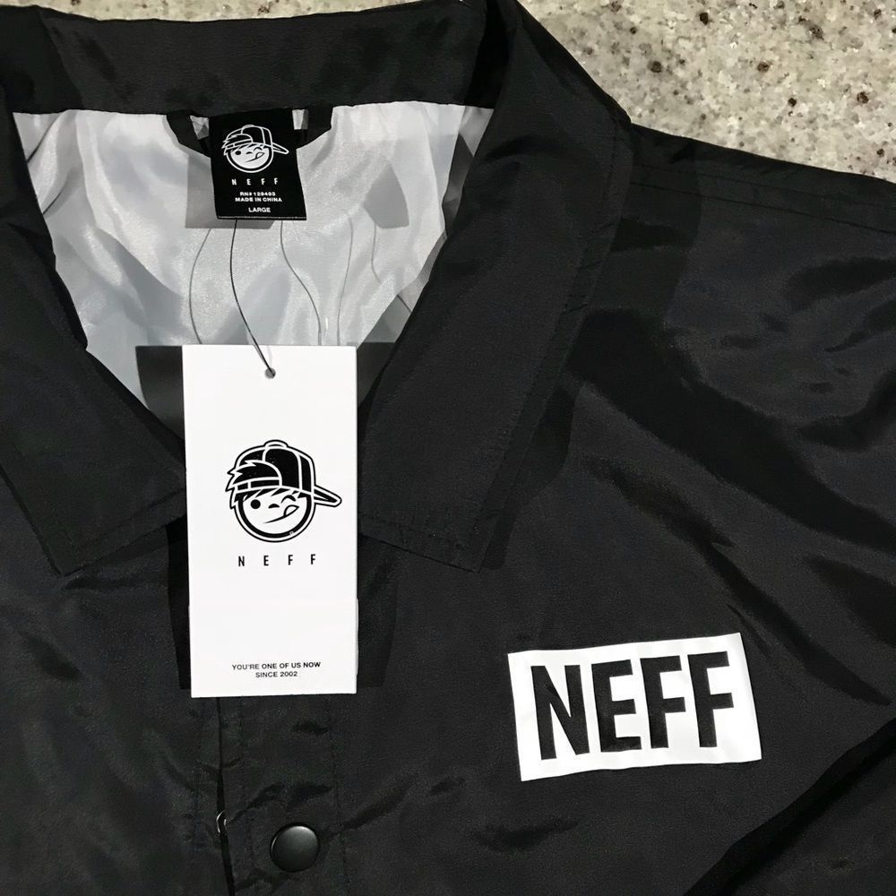 Neff Black Button Windbreaker Jacket Large - Picture 3 of 4